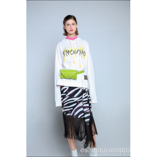 SUDADERA DE TEJIDO DE MUJER CON LOGOTIPO DE IMPRESIÓN ZEBRA